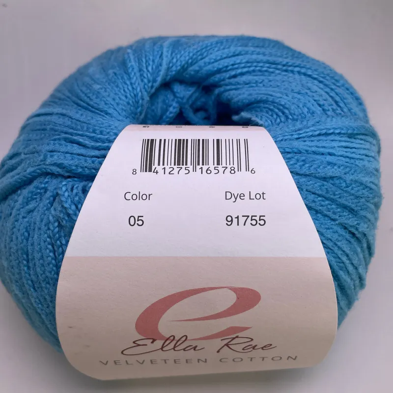 Ella Rae Velveteen Cotton Yarn Color 05 Blue 100g 229yds Soft Cotton Blend