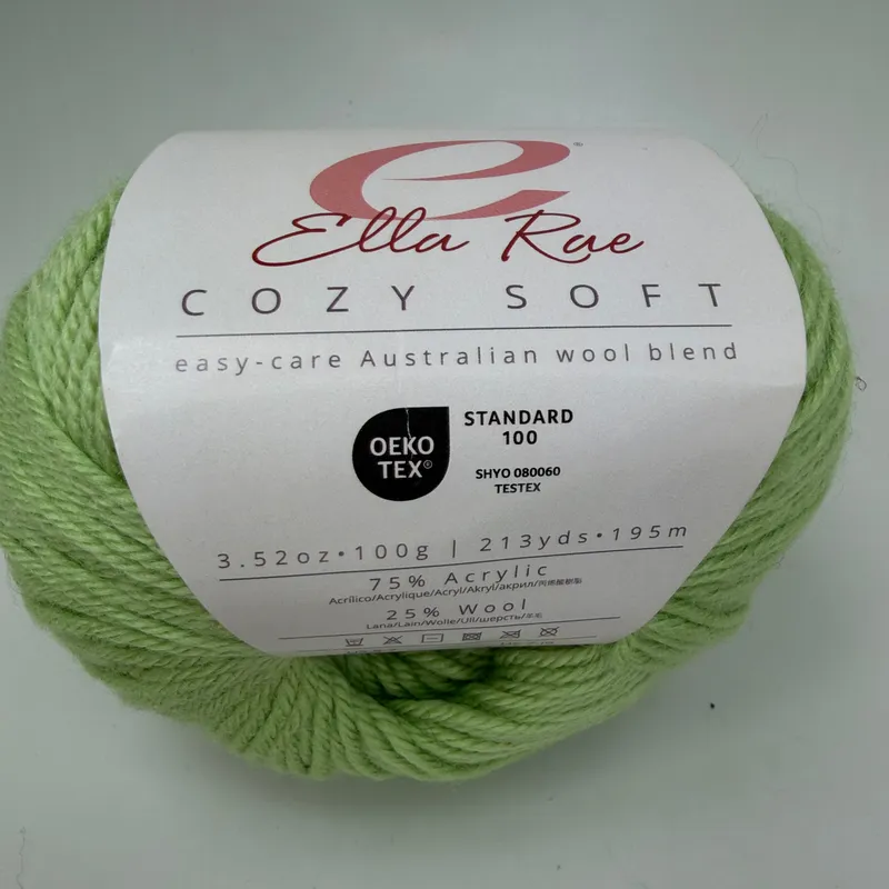 Ella Rae Cozy Soft Yarn Color 23 Chartreuse 100g Skein Wool Blend DK Light 3