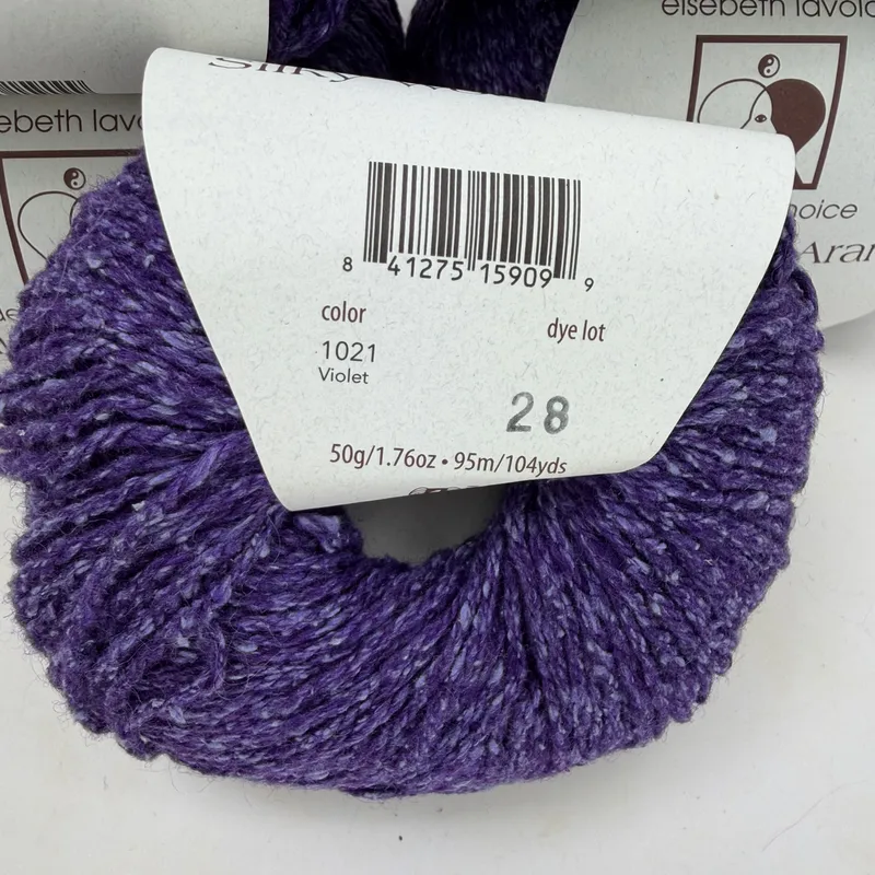 Elsebeth Lavold Silky Wool Aran Yarn Lot of 5 - Color 1021 Violet Dye Lot 28