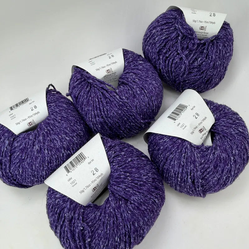 Elsebeth Lavold Silky Wool Aran Yarn Lot of 5 - Color 1021 Violet Dye Lot 28