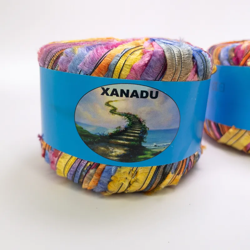 Xanadu Knitting Fever Nylon Ribbon Yarn Lot of 2 Color 8426 Multicolor Italy