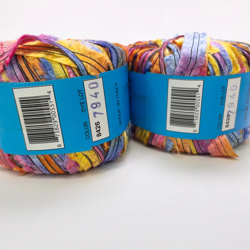 Xanadu Knitting Fever Nylon Ribbon Yarn Lot of 2 Color 8426 Multicolor Italy