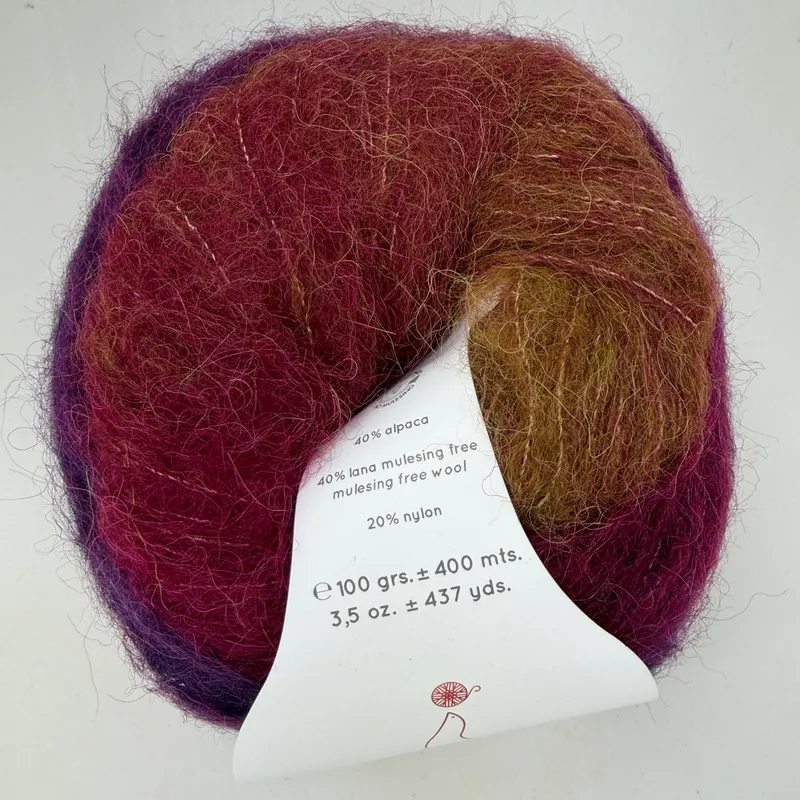 Laines du Nord Poema Alpaca Yarn Color 102 Gradient 100g Cake Italy 437yds Italy