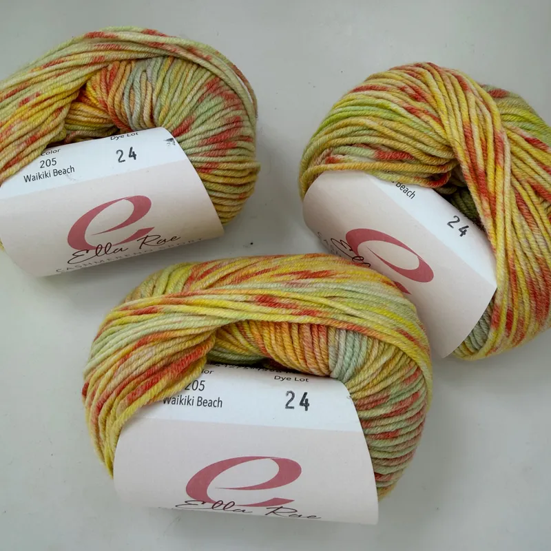 Ella Rae Cashmereno Sport Speckled Yarn Lot of 3 Waikiki Beach 205 Dye Lot 24