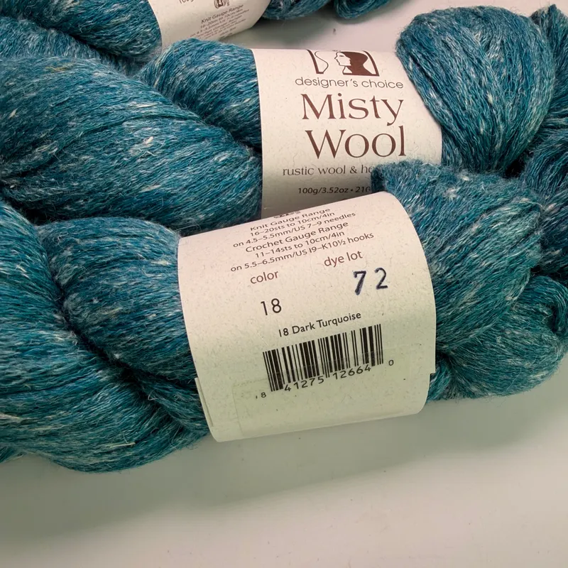Lot of 3 Elsebeth Lavold Misty Wool Yarn - Color 18 Dark Turquoise - 300g Total
