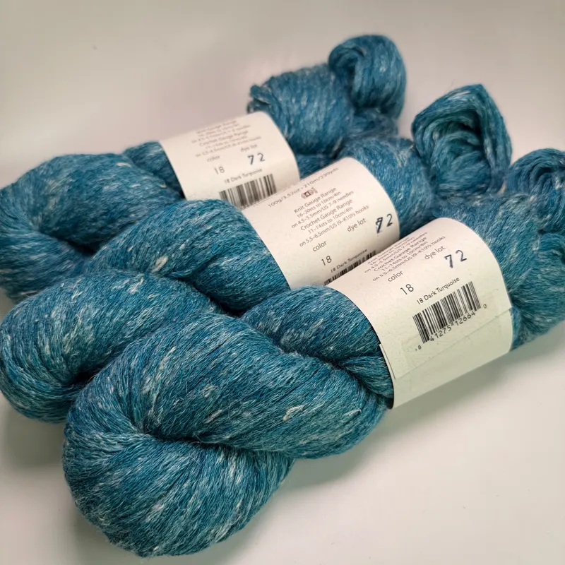 Lot of 3 Elsebeth Lavold Misty Wool Yarn - Color 18 Dark Turquoise - 300g Total
