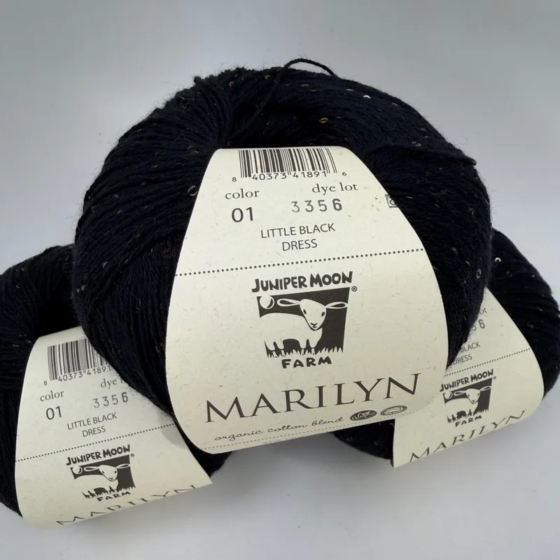 Juniper Moon Farm Marilyn Yarn Lot of 3 - 01 Little Black Dress Sequins 1509yds