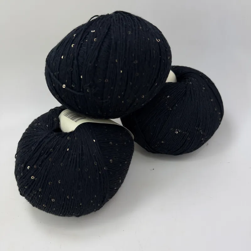 Juniper Moon Farm Marilyn Yarn Lot of 3 - 01 Little Black Dress Sequins 1509yds