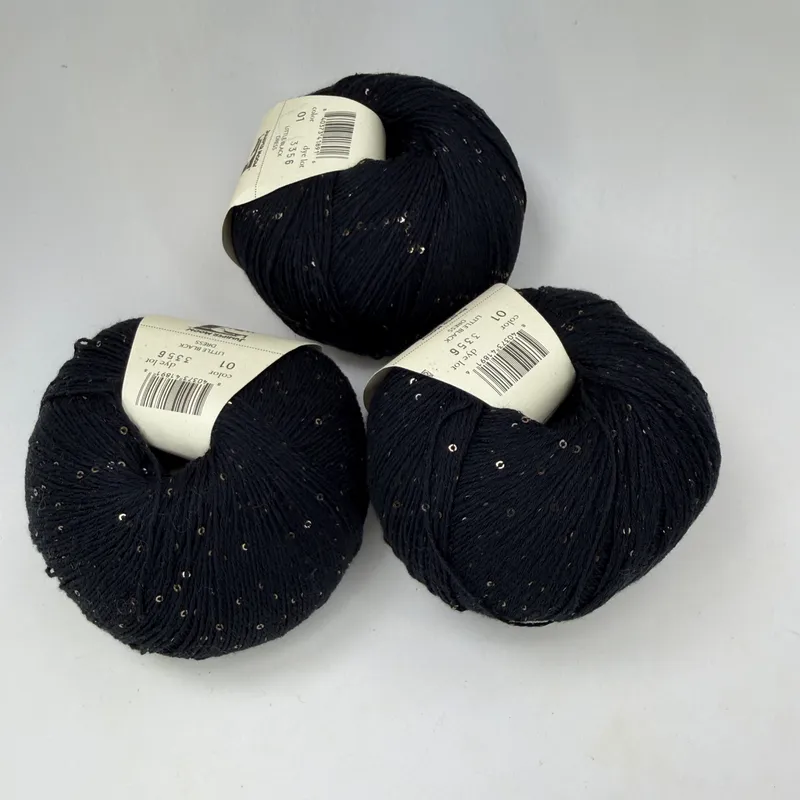 Juniper Moon Farm Marilyn Yarn Lot of 3 - 01 Little Black Dress Sequins 1509yds