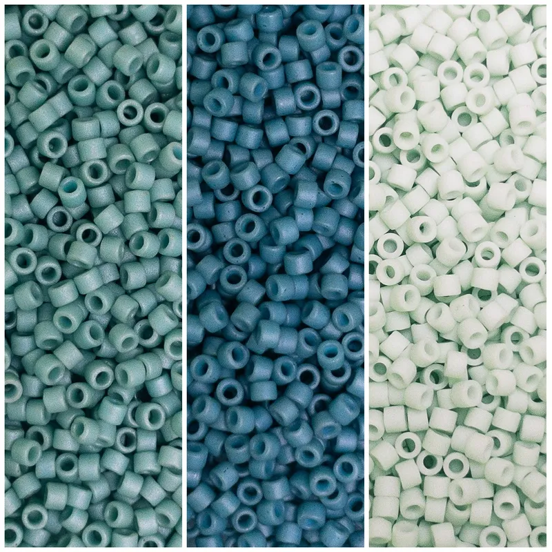 Miyuki Delica 11/0 Seafoam Matte Collection DB374 DB792 DB1516 3 Tubes