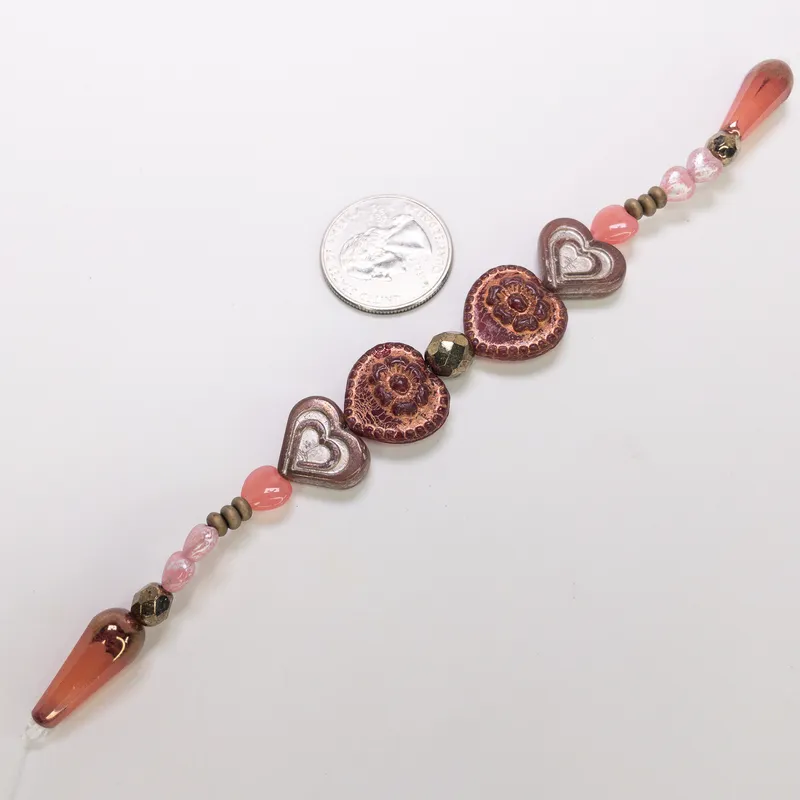 Czech Glass Table Cut Bead Strand Floral Coin Heart Jewelry Making 6" Strand