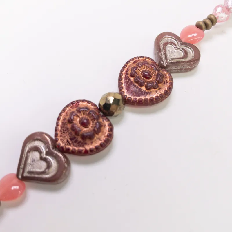Czech Glass Table Cut Bead Strand Floral Coin Heart Jewelry Making 6" Strand