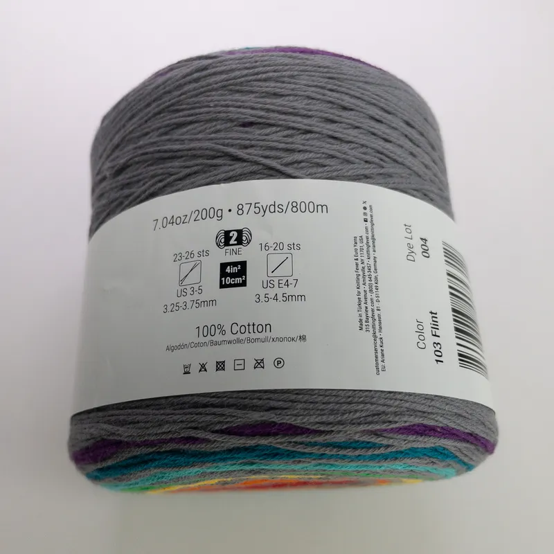 Queensland Collection Rainbow Cake Yarn 100% Organic Cotton Color 103 Flint 200g