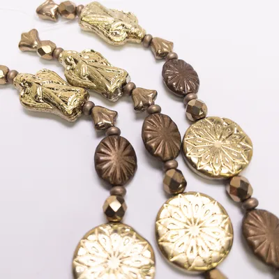 Czech Table Cut Glass Beads Strand Gold Bronze Angel Mix TCMIX-008 1 Strand