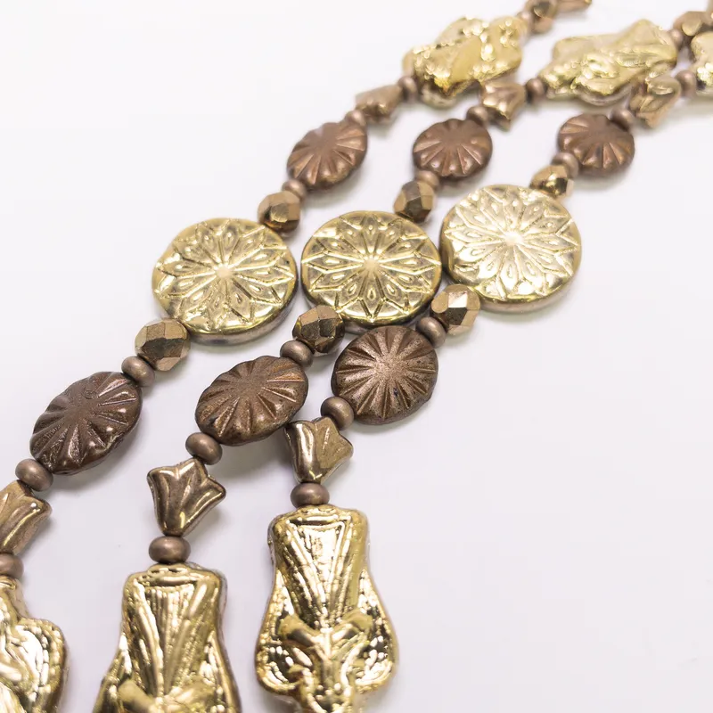 Czech Table Cut Glass Beads Strand Gold Bronze Angel Mix TCMIX-008 1 Strand