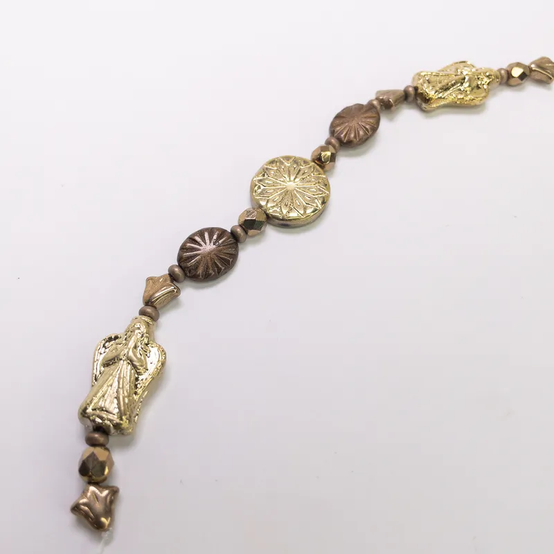 Czech Table Cut Glass Beads Strand Gold Bronze Angel Mix TCMIX-008 1 Strand