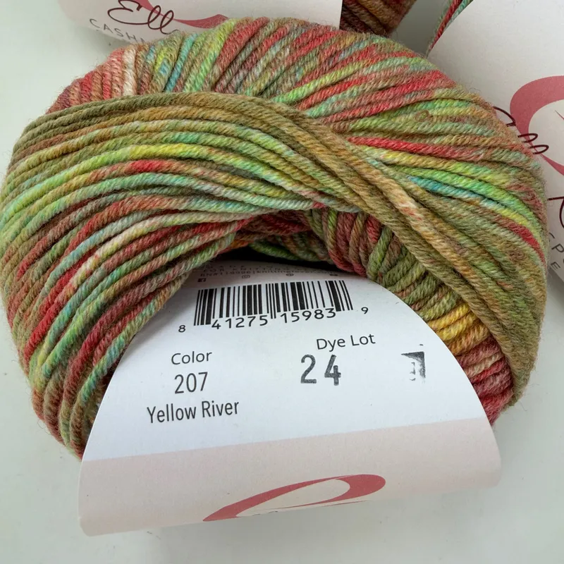 Ella Rae Cashmereno Sport Speckled Yarn Lot of 3 Color 207 Yellow River Merino