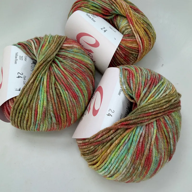 Ella Rae Cashmereno Sport Speckled Yarn Lot of 3 Color 207 Yellow River Merino
