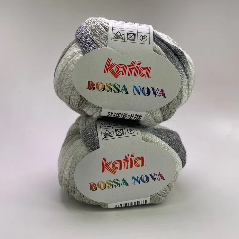 Katia Bossa Nova Yarn Lot of 2 - Color Gris Grey Ruffle Ribbon Yarn Cotton Blend