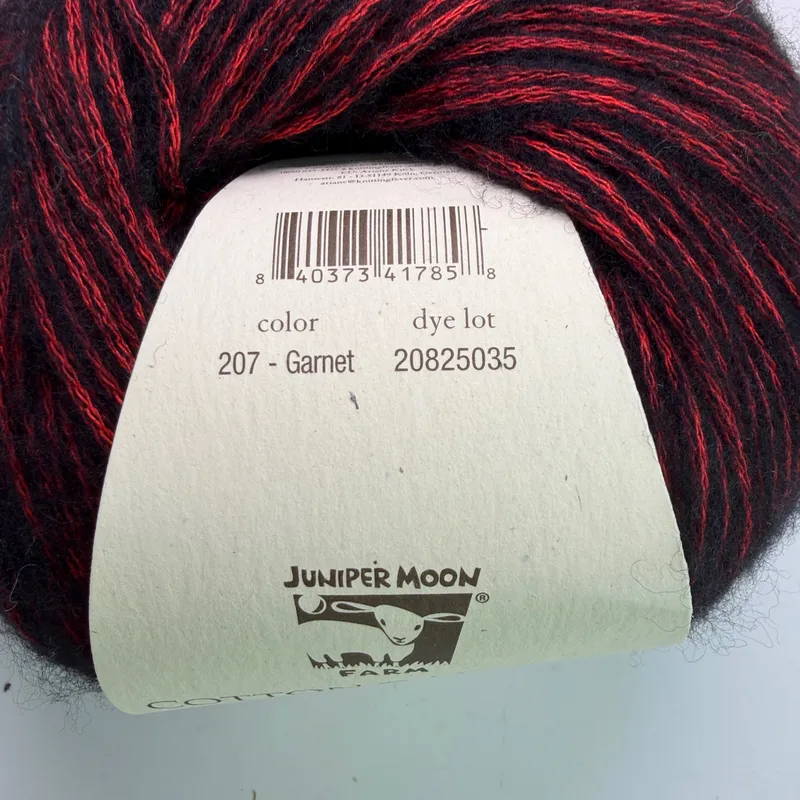 Lot of 2 Juniper Moon Farm Cotton Merino Shadows Yarn 207 Garnet Worsted 200g