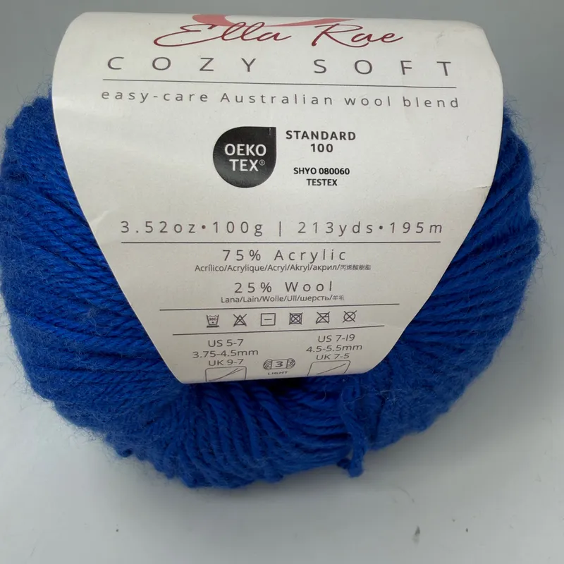 Ella Rae Cozy Soft Yarn Royal Color 19 Wool Blend 100g Skein 213yds DK Light 3