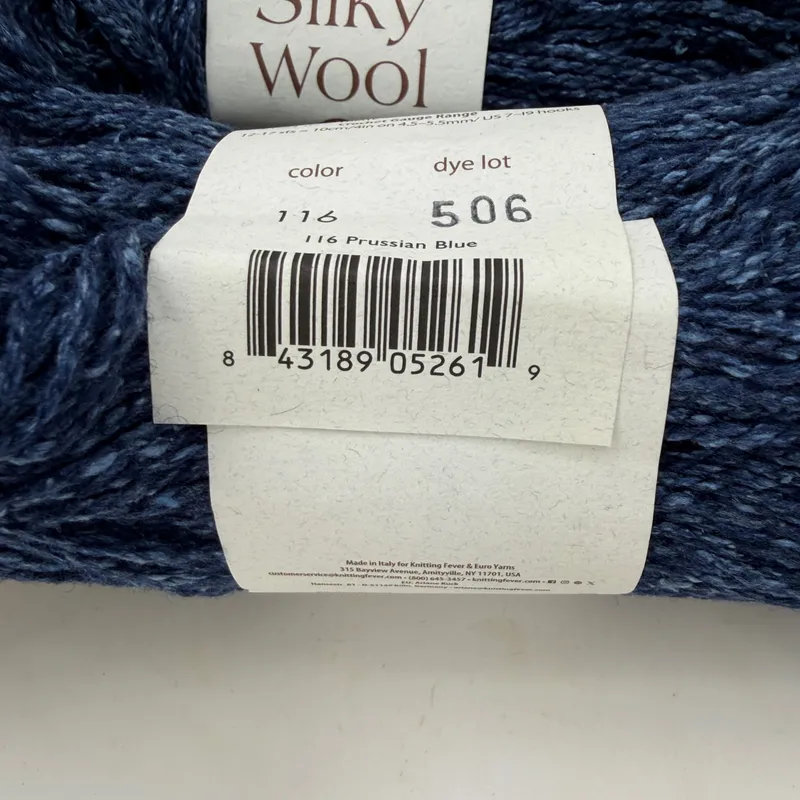 Elsebeth Lavold Silky Wool Yarn Prussian Blue 116 Lot of 3 Same Dye Lot 506 DK