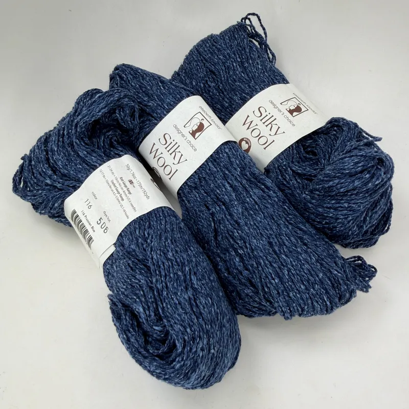 Elsebeth Lavold Silky Wool Yarn Prussian Blue 116 Lot of 3 Same Dye Lot 506 DK