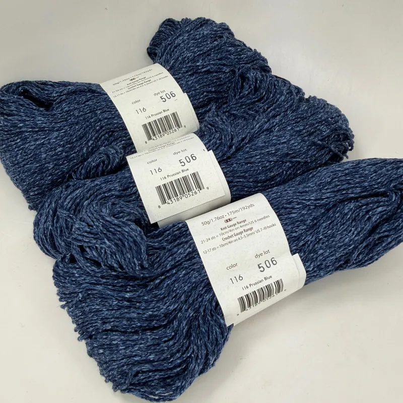 Elsebeth Lavold Silky Wool Yarn Prussian Blue 116 Lot of 3 Same Dye Lot 506 DK
