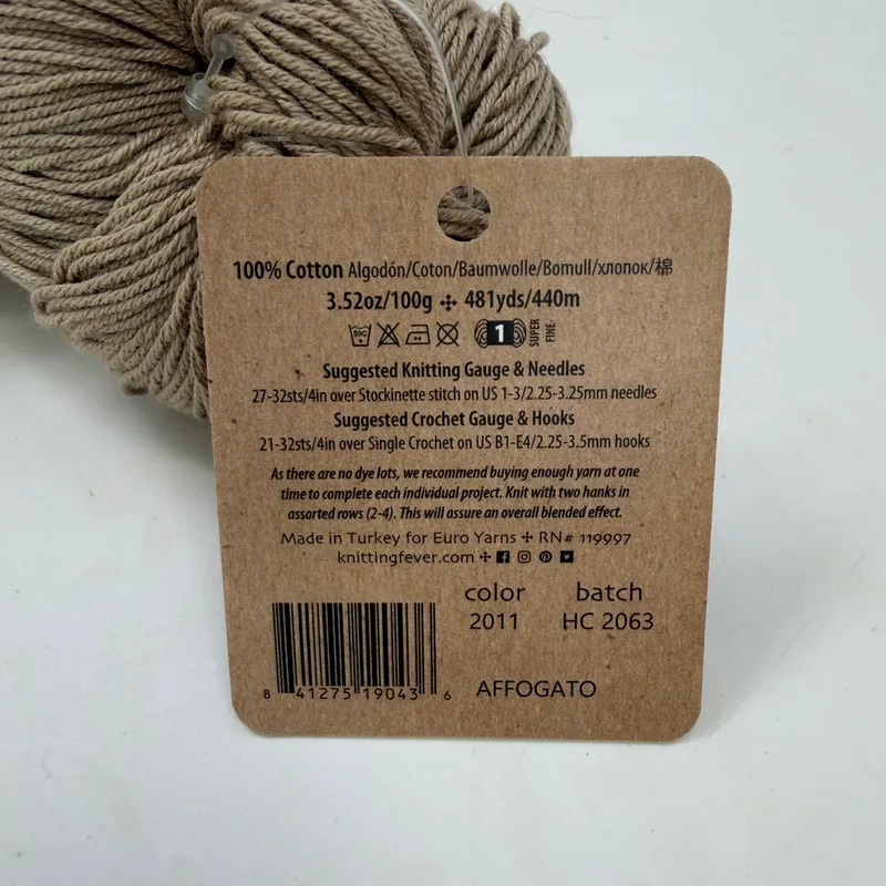 Araucania Huasco Coton Kettle Dyes Yarn 100g 481yd 2011 Affogato 100% Cotton