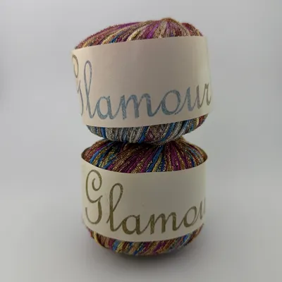 Euro Yarns Glamour Metallic Ribbon Yarn Lot of 2 Skeins Color #10 Multicolor 50g