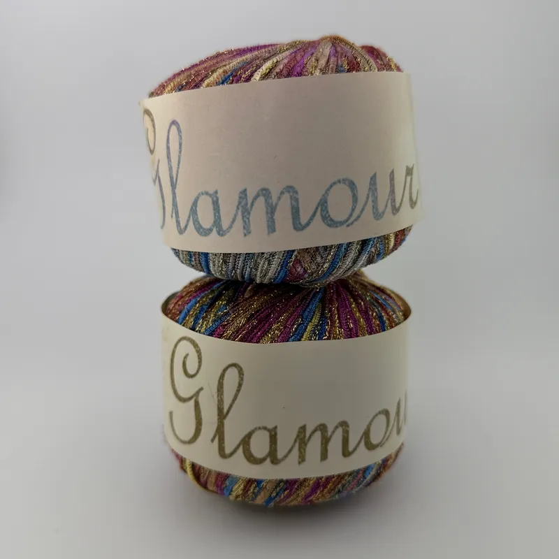 Euro Yarns Glamour Metallic Ribbon Yarn Lot of 2 Skeins Color #10 Multicolor 50g