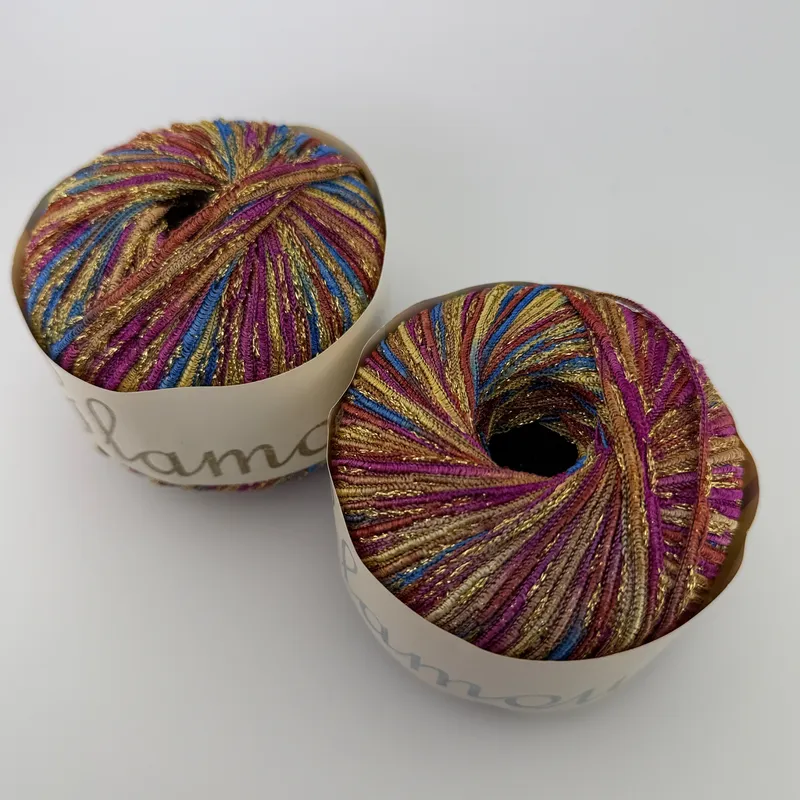 Euro Yarns Glamour Metallic Ribbon Yarn Lot of 2 Skeins Color #10 Multicolor 50g