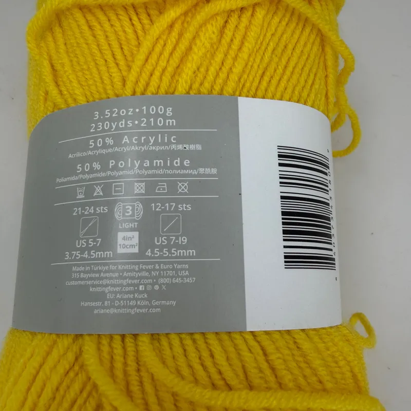 Ella Rae Snuggles Fair Isle Print Yarn Color 17 Yellow 100g Skein Light #3