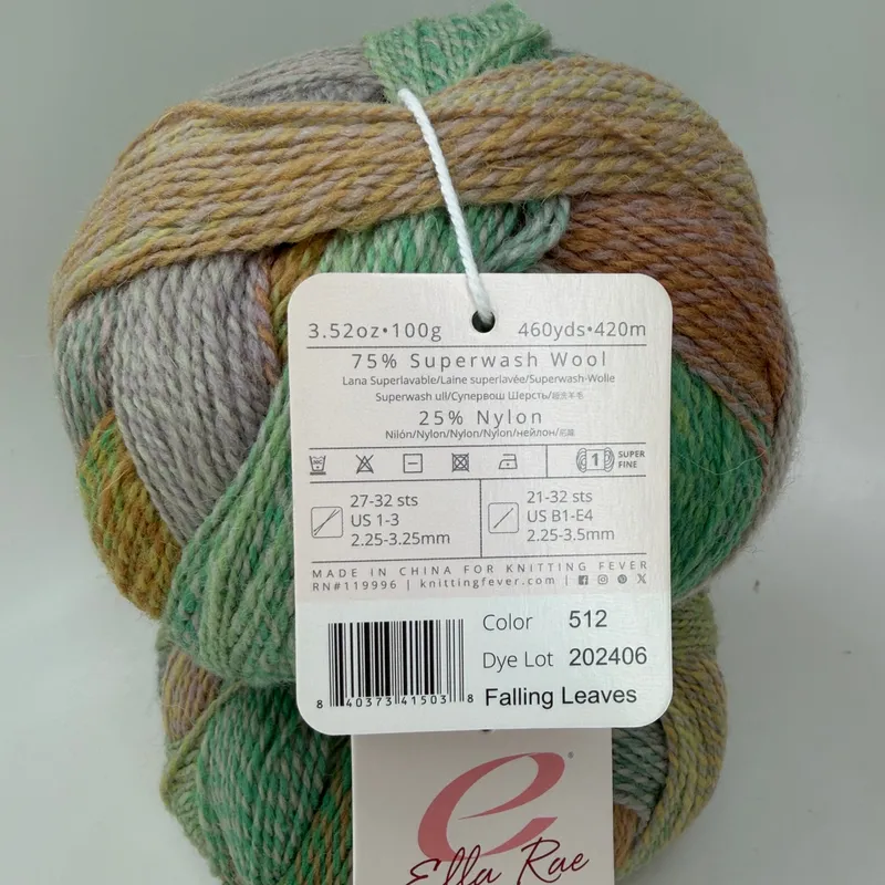 Lot of 2 Ella Rae Color Magic Yarn 512 Falling Leaves Superwash Wool Blend 460yd