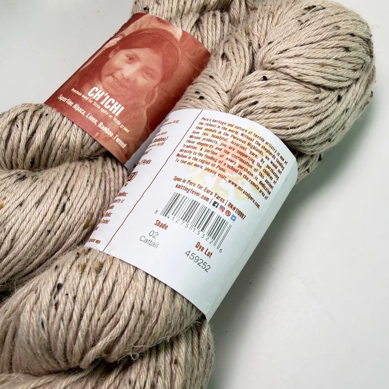 Lot of 2 CH'ICHI Euro Yarns Alpaca Linen Bamboo Tweed Yarn Shade 02 Cattail 100g