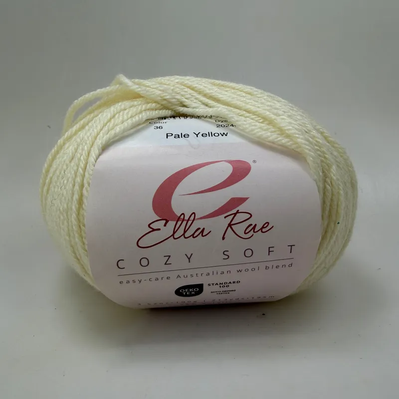 Ella Rae Cozy Soft Yarn Color 36 Pale Yellow 100g Skein DK Light 3 Wool Blend