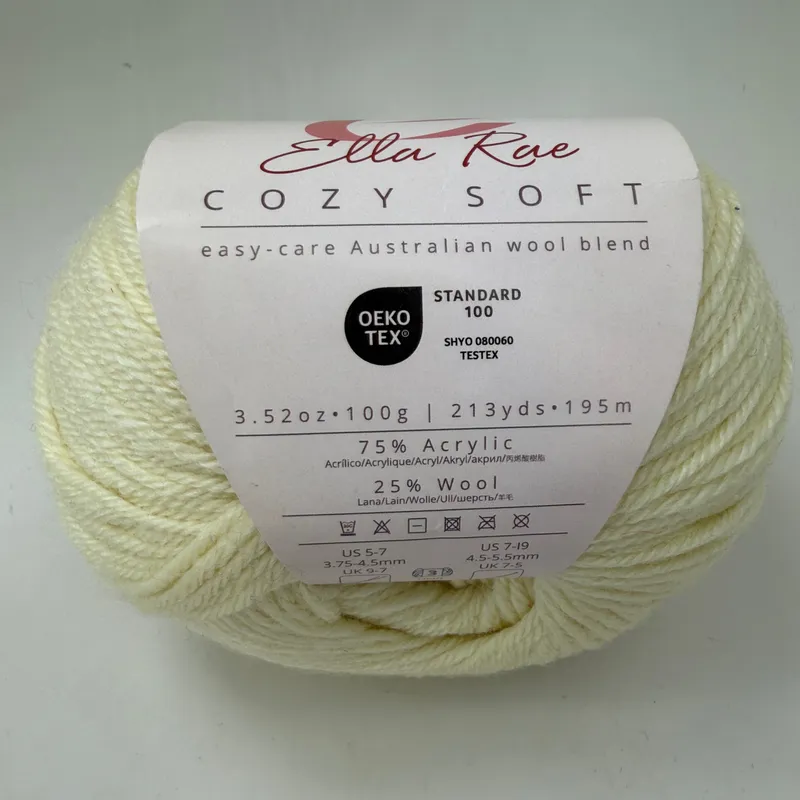 Ella Rae Cozy Soft Yarn Color 36 Pale Yellow 100g Skein DK Light 3 Wool Blend