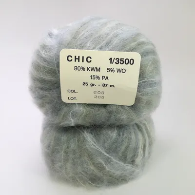 CHIC 1/3500 Kid White Mohair Wool Blend Yarn Grey Col 606 Lot of 2 Same Dye Lot