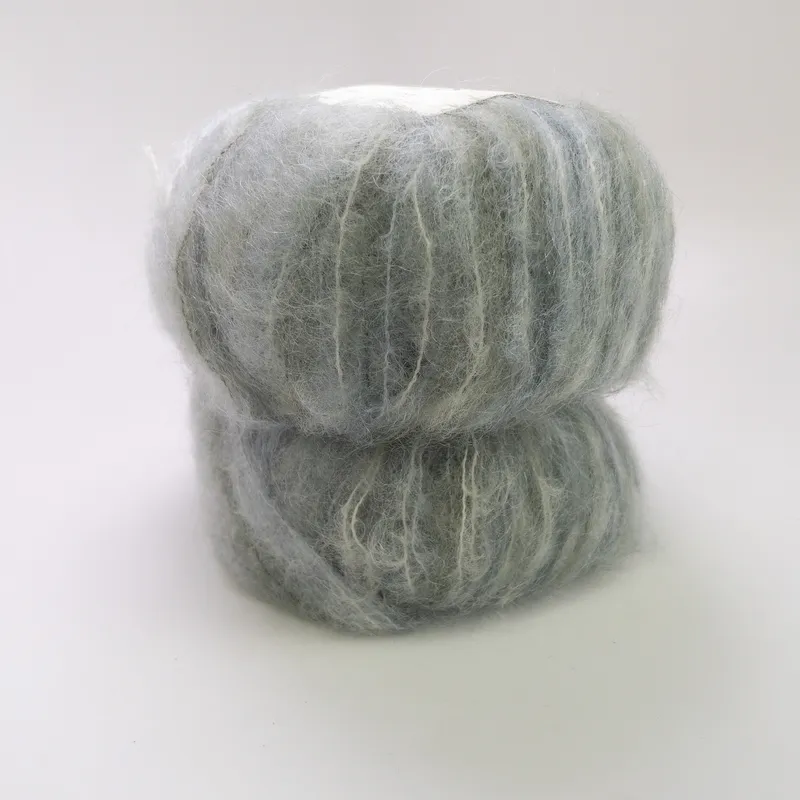 CHIC 1/3500 Kid White Mohair Wool Blend Yarn Grey Col 606 Lot of 2 Same Dye Lot