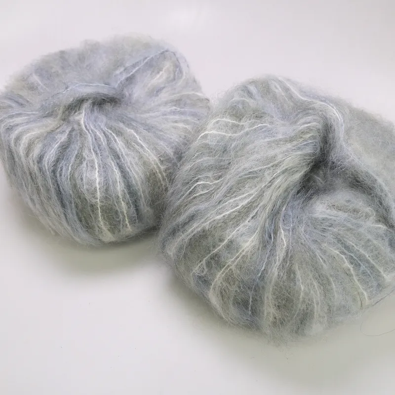 CHIC 1/3500 Kid White Mohair Wool Blend Yarn Grey Col 606 Lot of 2 Same Dye Lot