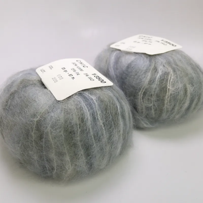 CHIC 1/3500 Kid White Mohair Wool Blend Yarn Grey Col 606 Lot of 2 Same Dye Lot