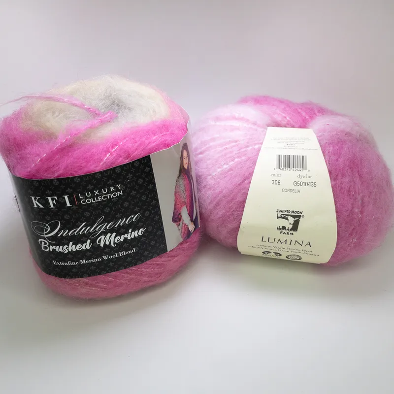 Pink Bulky Yarn Lot KFI Indulgence Brushed Merino + Juniper Moon Lumina