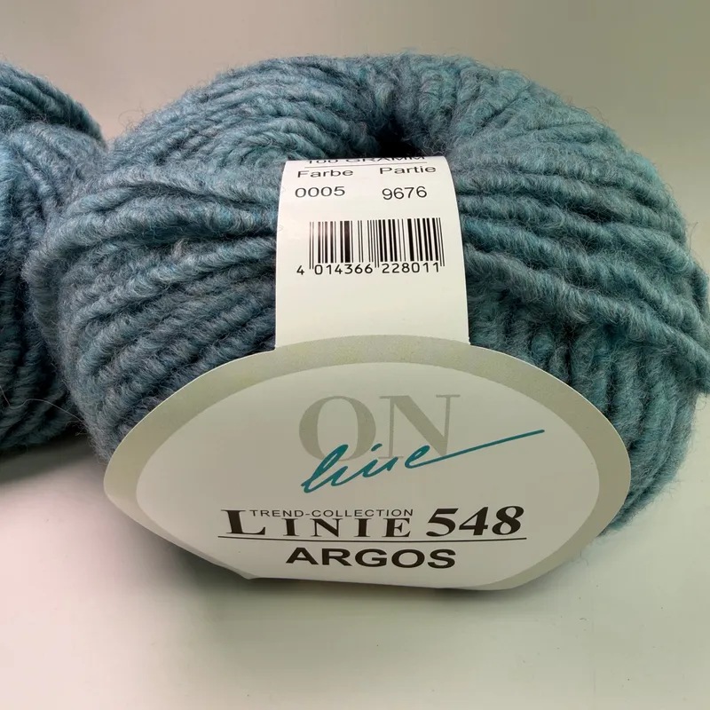 ON line Linie 548 Argos Yarn Farbe 0005 Blue Grey Marl Bulky 100g - Lot of 2