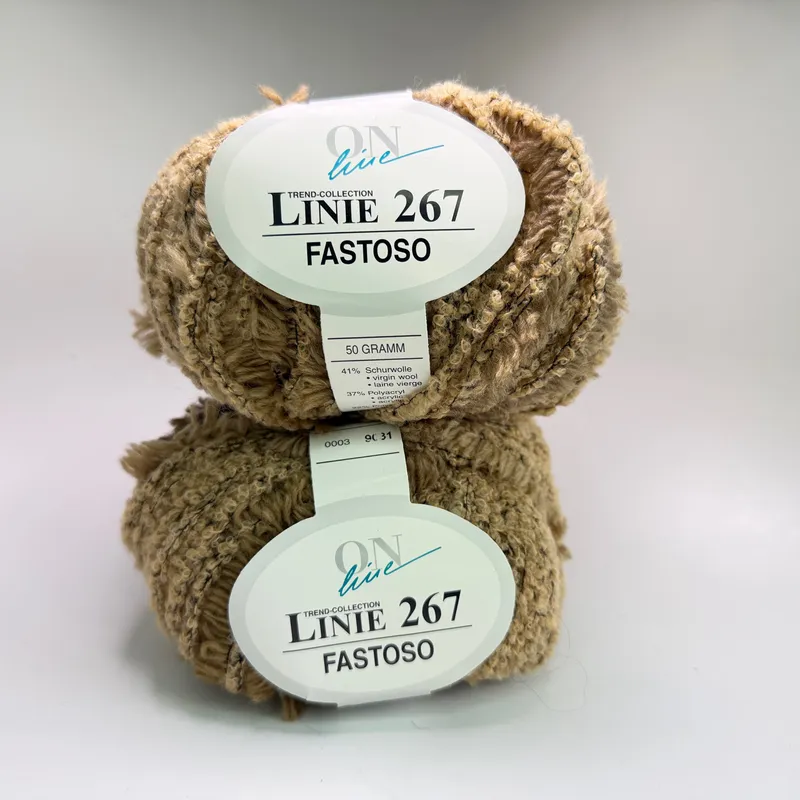Lot of 2 ONline Linie 267 Fastoso Yarn Farbe 0003 Tan Camel 50g Skeins Wool