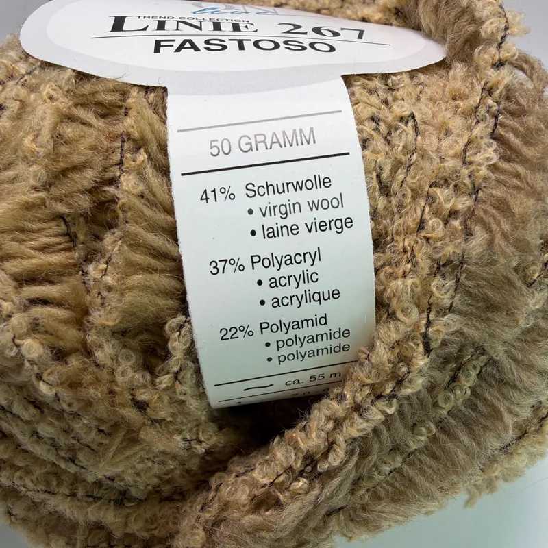 Lot of 2 ONline Linie 267 Fastoso Yarn Farbe 0003 Tan Camel 50g Skeins Wool