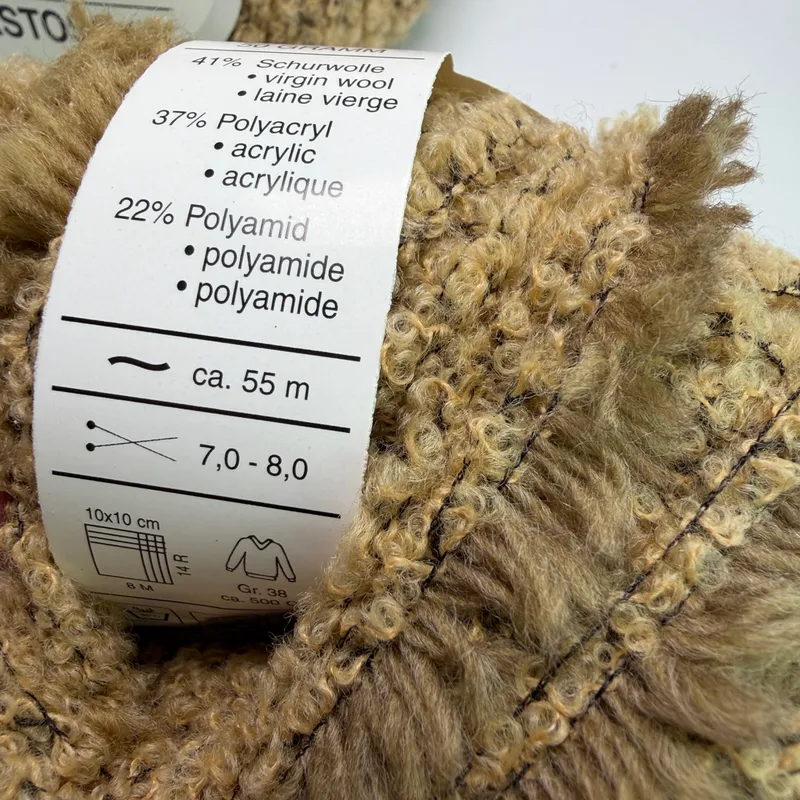 Lot of 2 ONline Linie 267 Fastoso Yarn Farbe 0003 Tan Camel 50g Skeins Wool