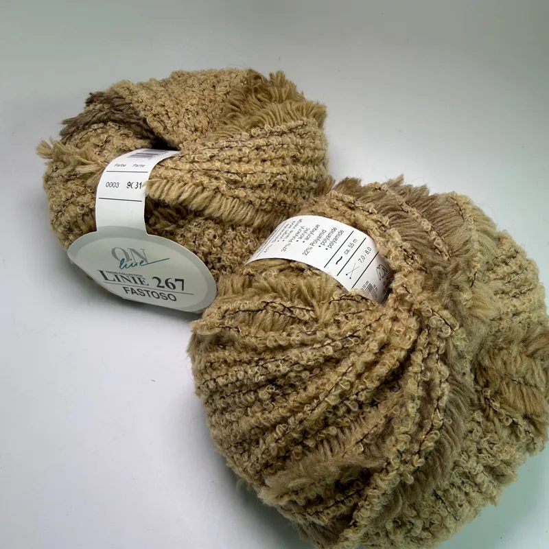 Lot of 2 ONline Linie 267 Fastoso Yarn Farbe 0003 Tan Camel 50g Skeins Wool
