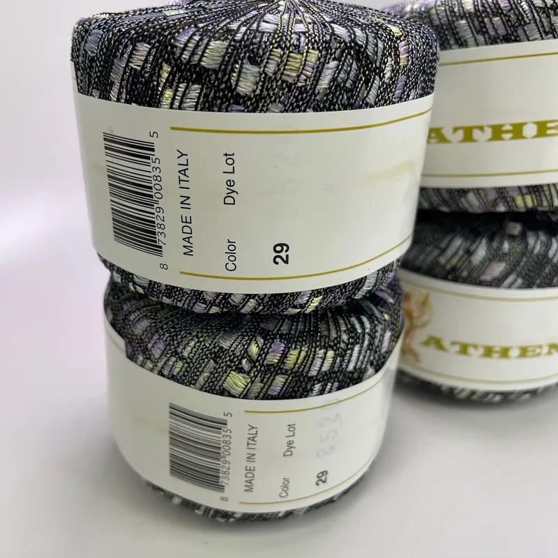 Lot of 4 Athena Ladder Yarn Color 29 Multi Metallic Trellis Ribbon Made in Italy