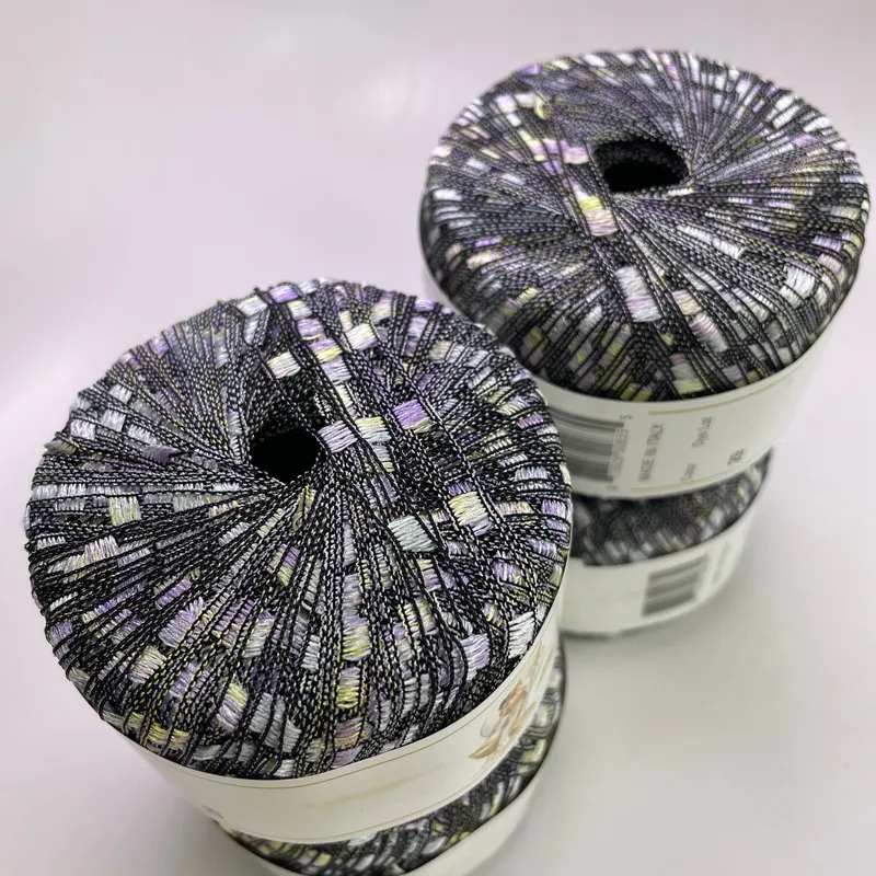 Lot of 4 Athena Ladder Yarn Color 29 Multi Metallic Trellis Ribbon Made in Italy