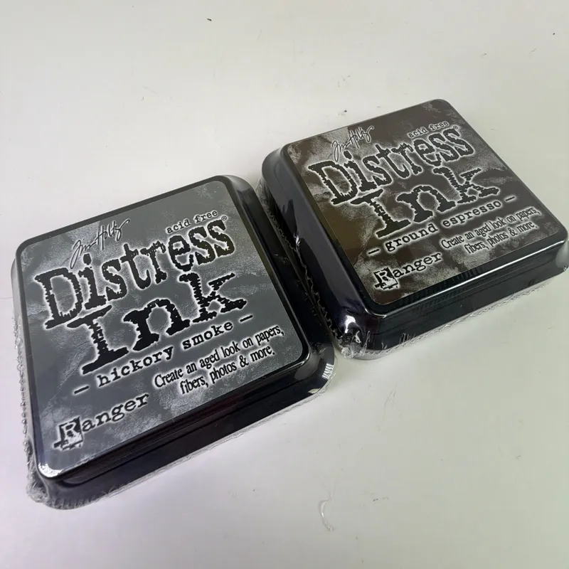 Lot of 2 Ranger Tim Holtz Distress Ink Pads - Hickory Smoke & Ground Espresso